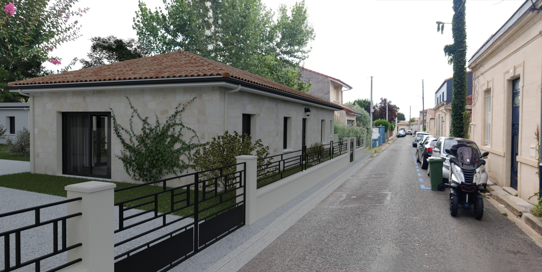 Permis de construire - villa -vue de la rue par Gustave Mambo Architecte
