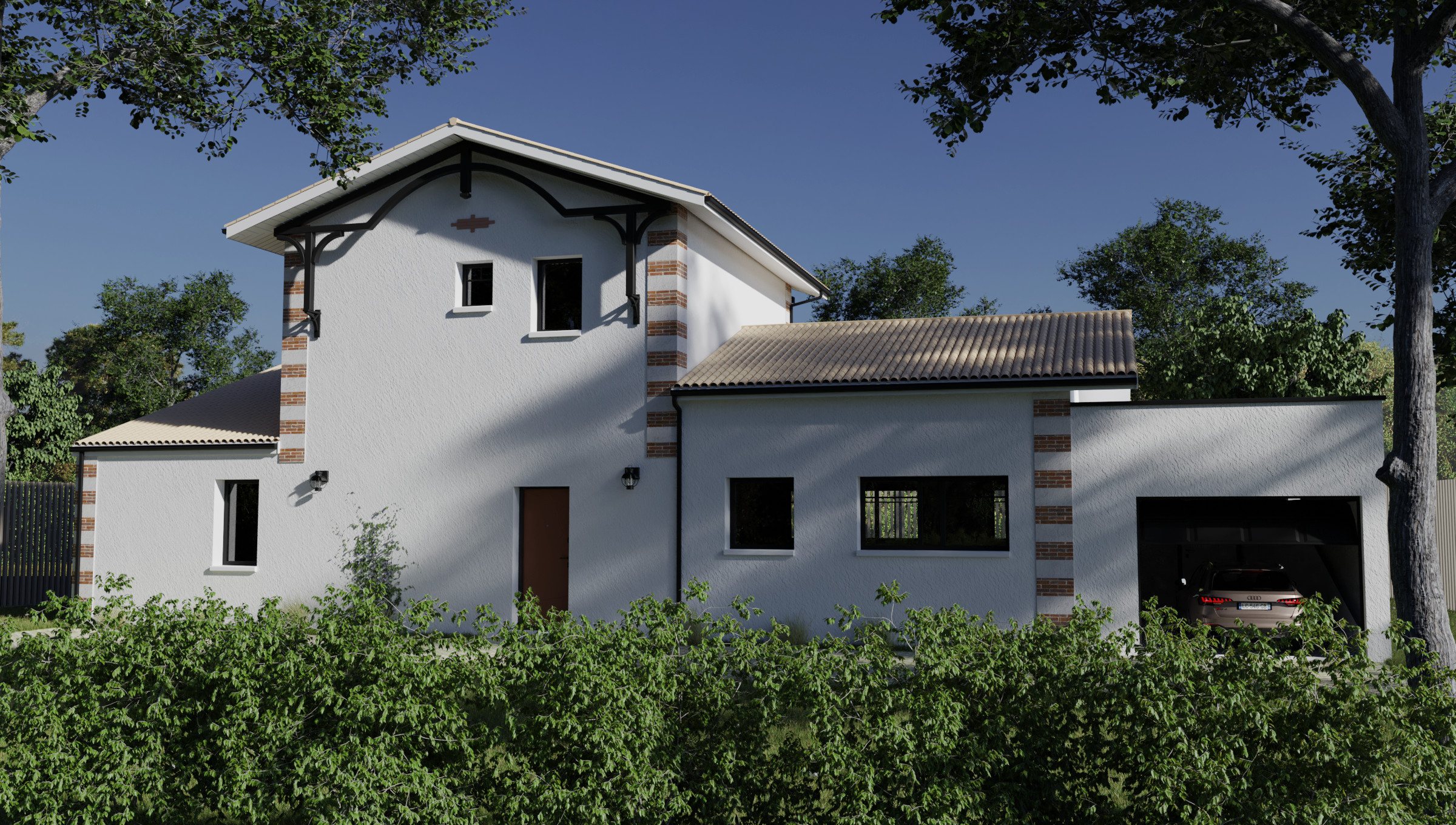 Vue villa Ande pour lequel un permis de construire a été effectuée par l'architecte Gustave Mambo à ANDERNOS LES BAINS