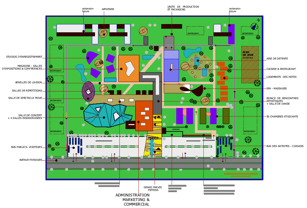 plan de masse conception cité de la musique à Abidjan